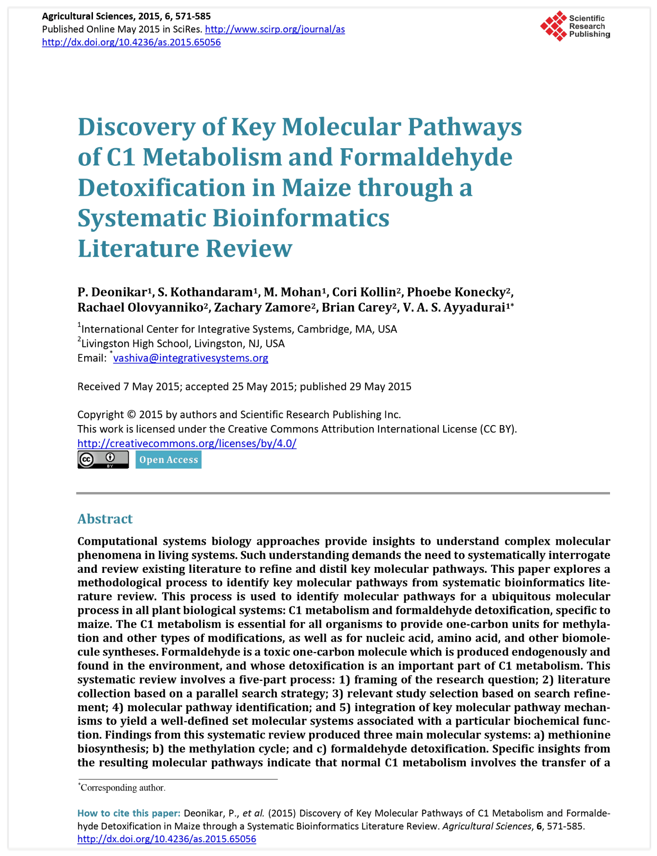 Agricultural Sciences</br>2015