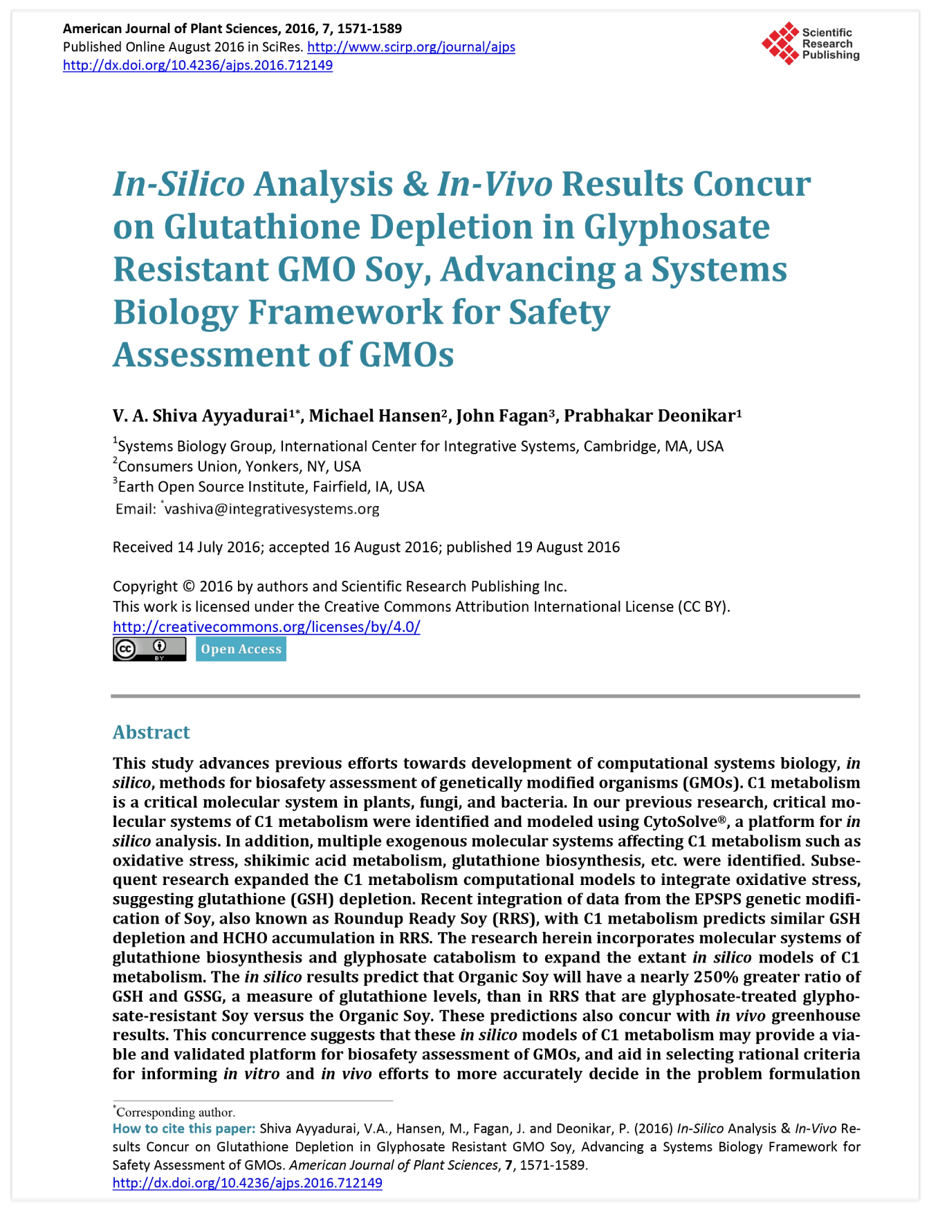 American Journal of Plant Sciences</br>2016
