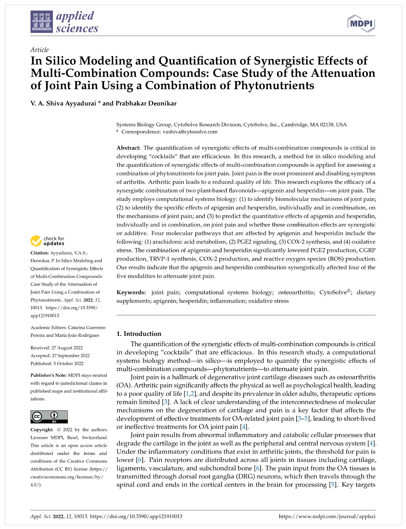 Applied sciences</br>2022