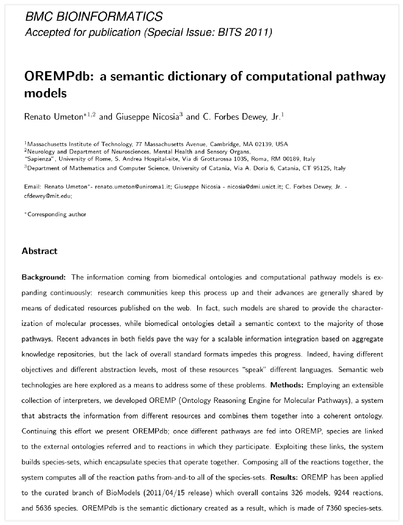 BMC BioInformatics</br>2012