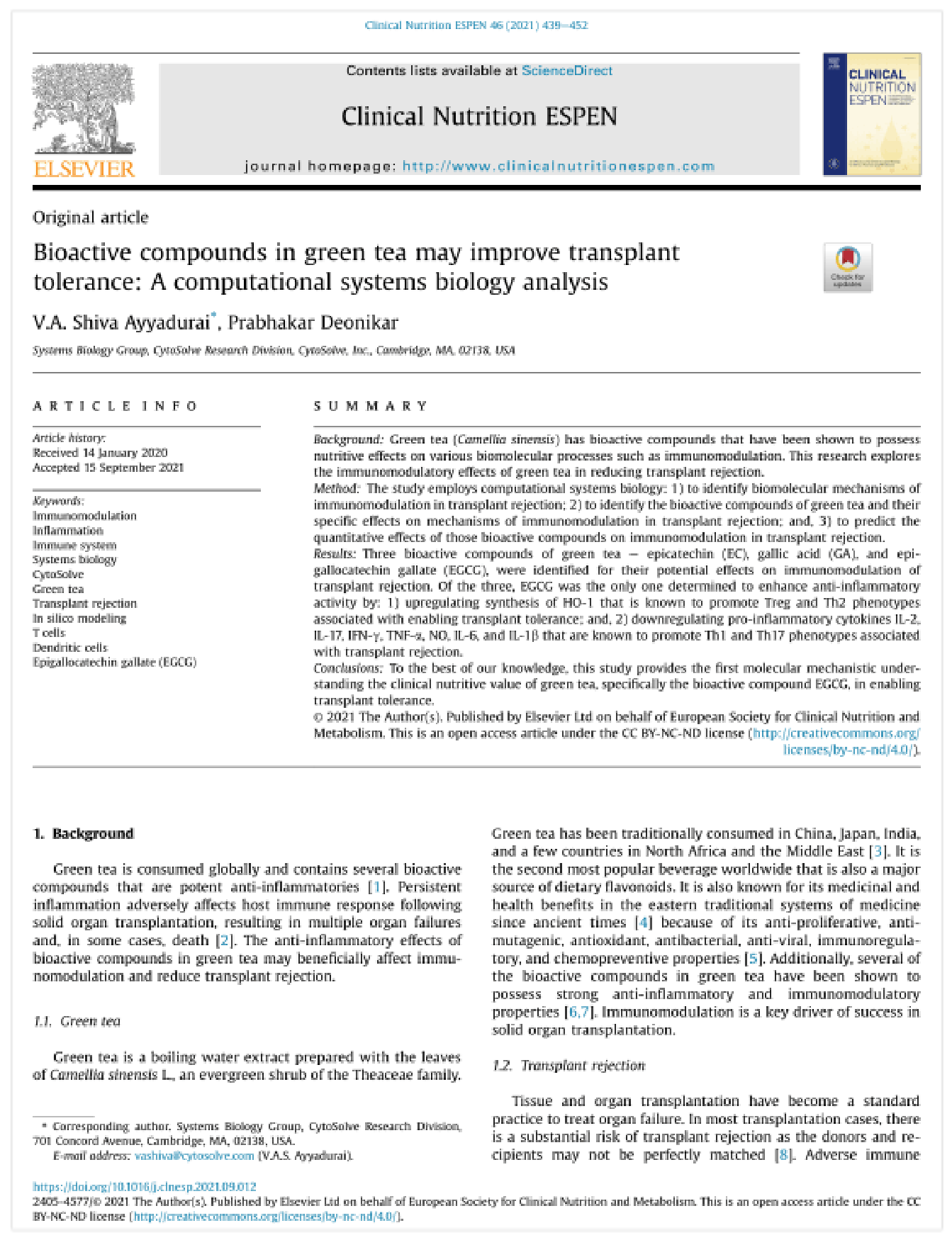 Clinical Nutrition ESPEN</br>2021