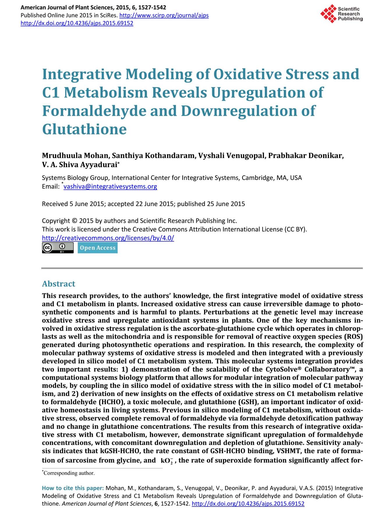 American Journal of Plant Sciences</br>2015